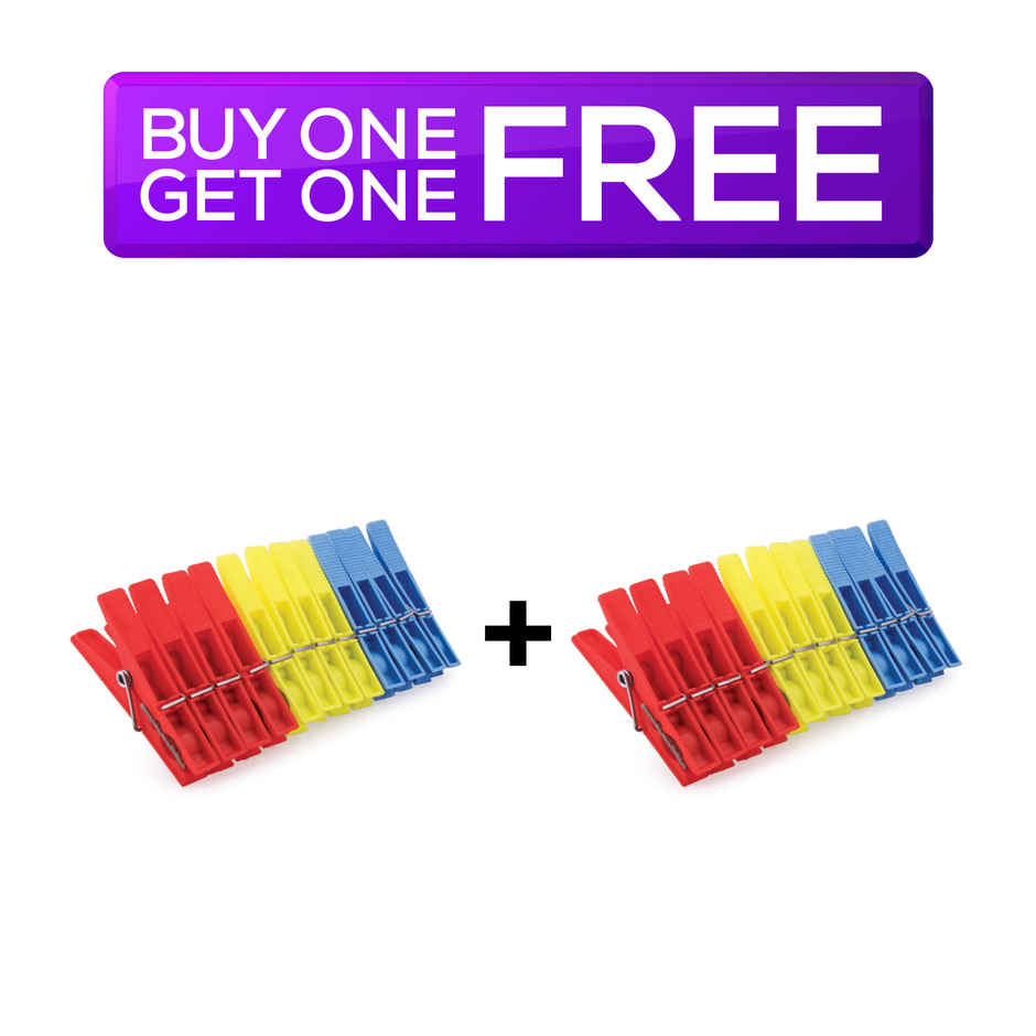 Jatin Civic Plastic Cloth Hanging Clips Set of 12 pcs | Assorted Combo