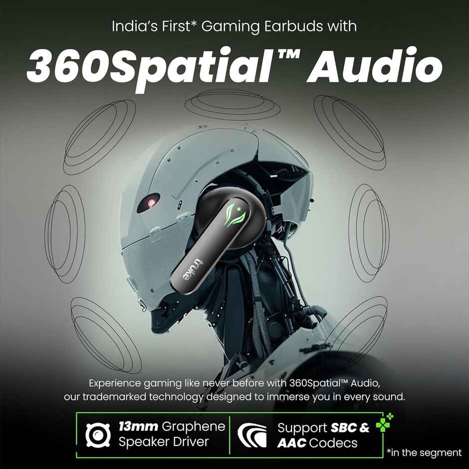 truke BTG Ultra Truly Wireless Bluetooth Earbuds with 60H Battery, 360 Spatial Audio - Metal Black