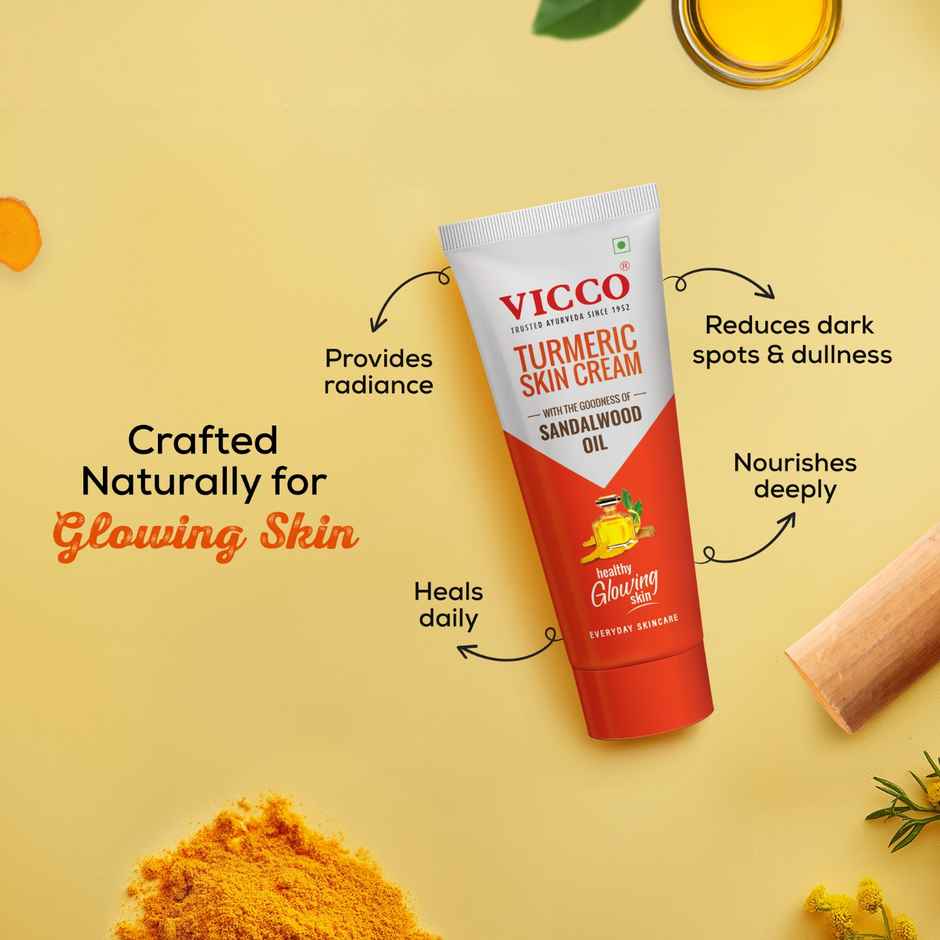 Vicco Turmeric Skin Cream | Face & Skin Cream with Sandalwood Oil for Daily Healing