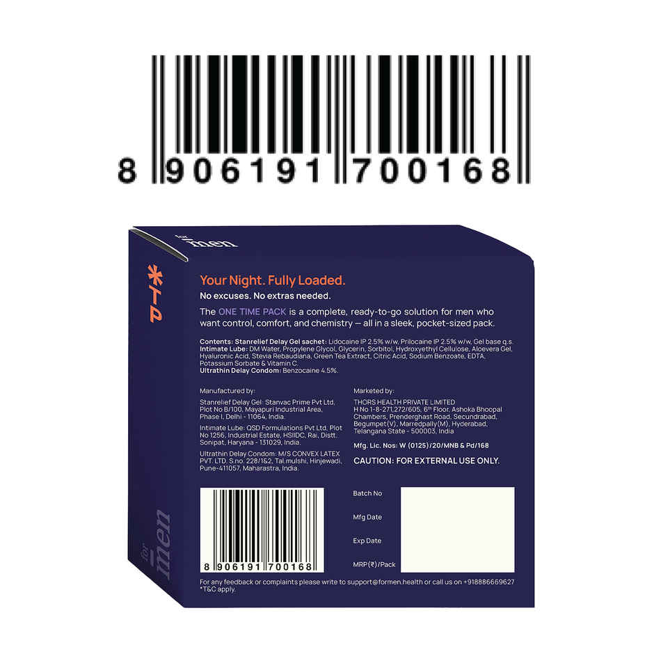 ForMen One Time Pack | Delay Gel, Lube & Condom