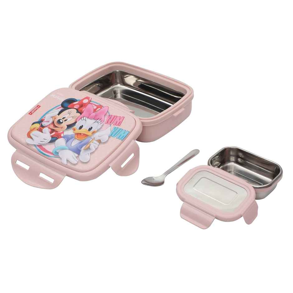 Jaypee Steel Tek Jr. Insulated Airtight Lunch Box Mickey Mouse Printed For School Kids, Pin, 400 ml