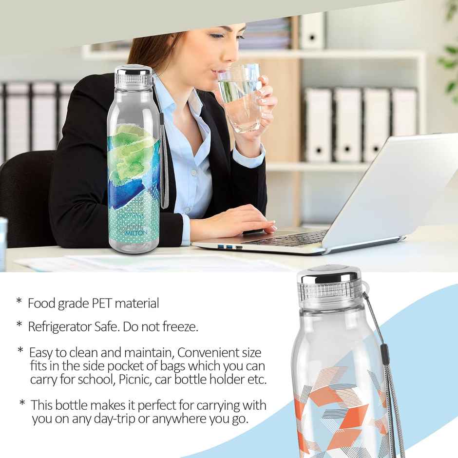 Milton Plastic Helix Pet Water Bottle BPA Free | Assorted | 1 L