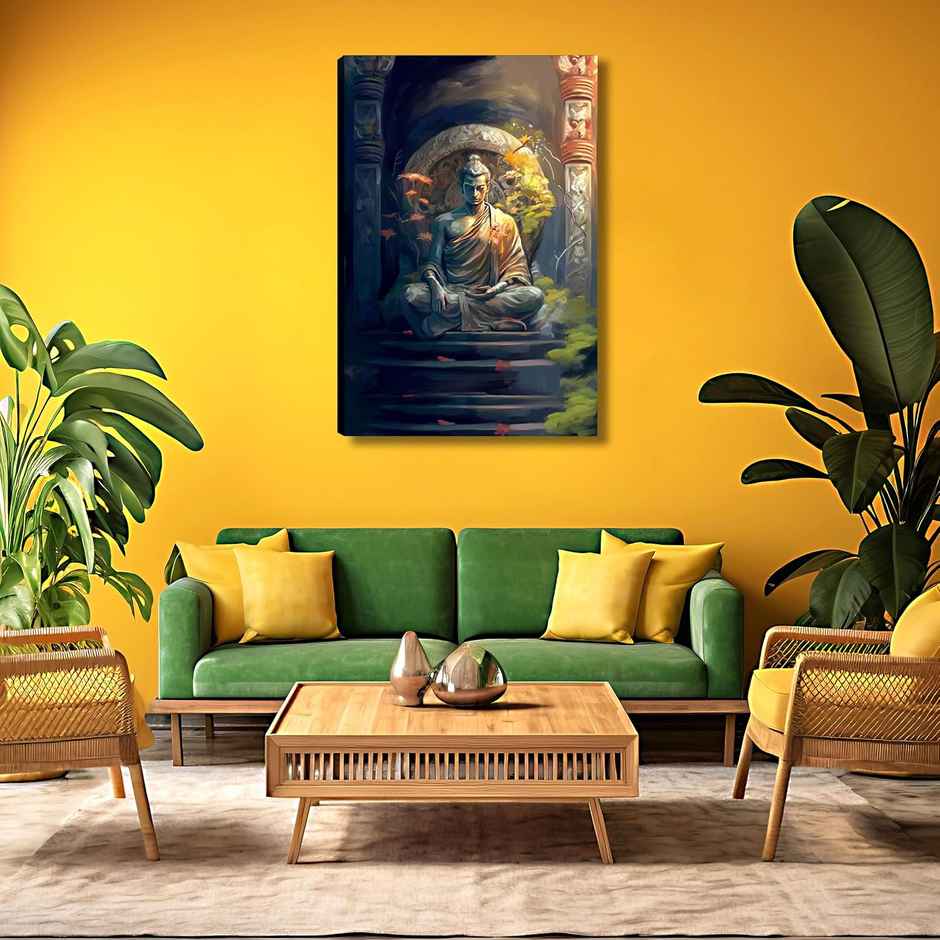 Indianara Attractive Gautam Buddha Canvas Art Painting
