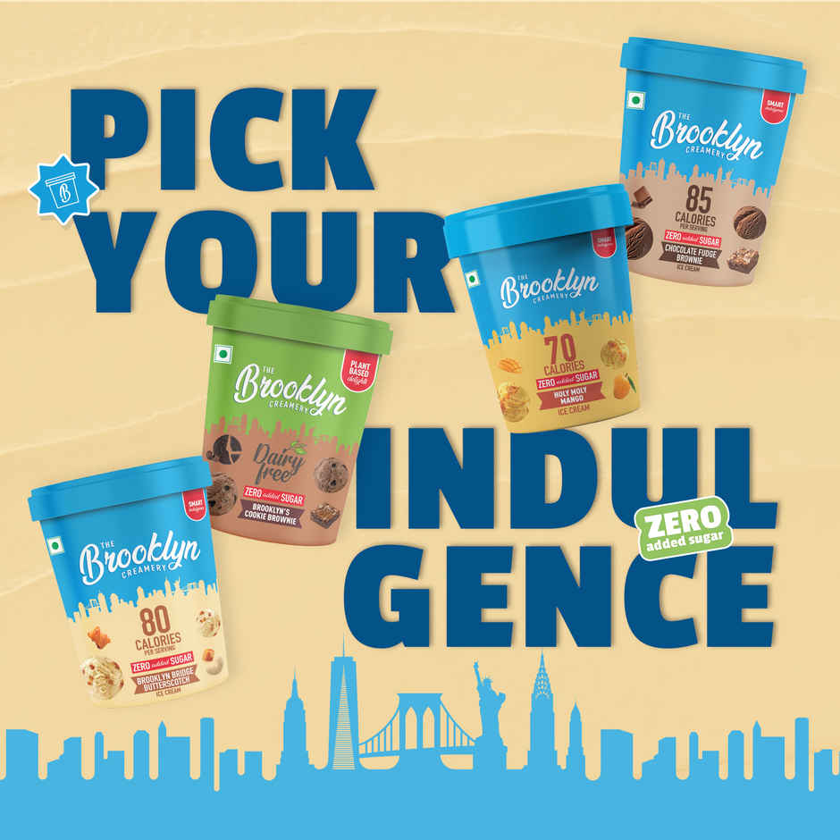 The Brooklyn Creamery Chocolate Fudge Brownie Ice Cream Tub |Low Calorie Zero Added Sugar