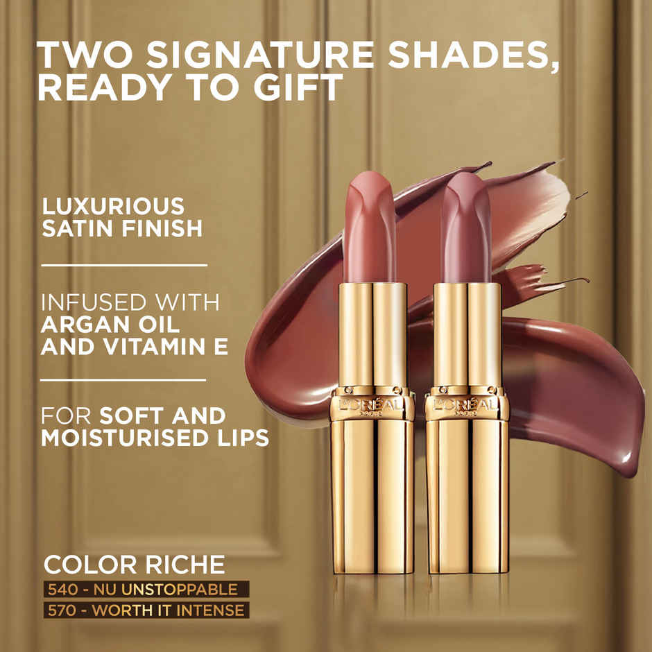 L'Oreal Paris Golden Glam Lip Kit, Color Riche Satin