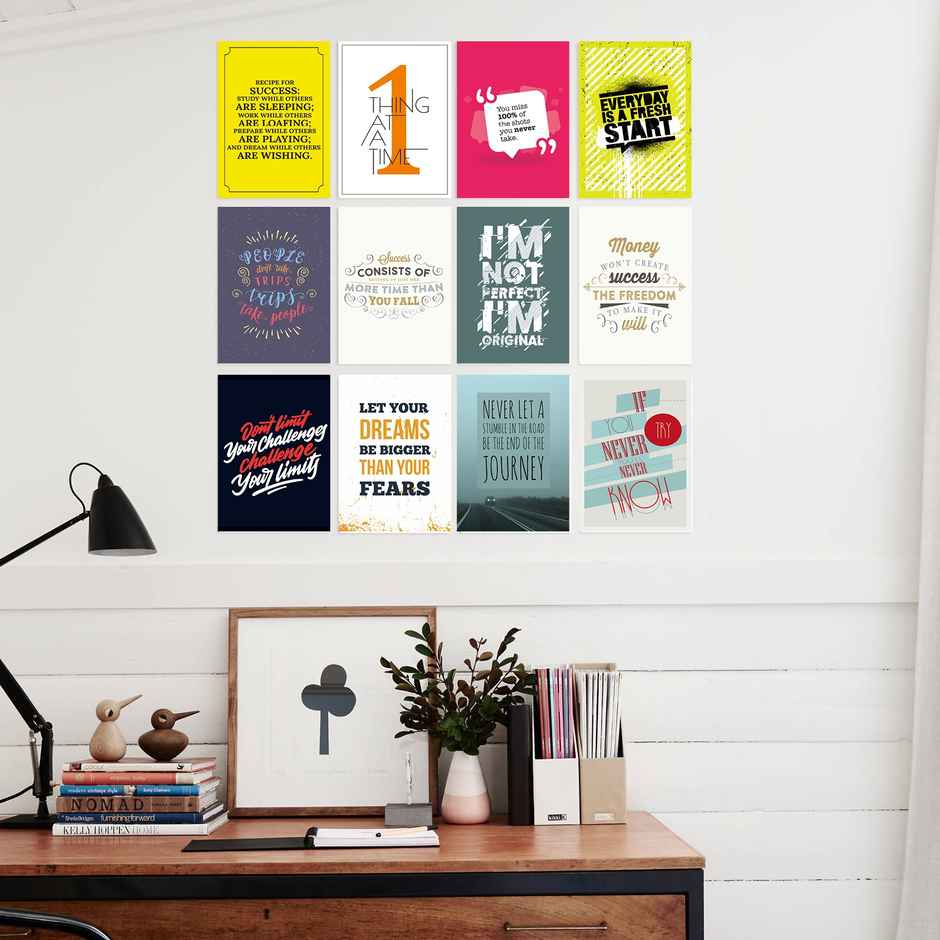 Paper Plane Design Motivational Wall Posters | Set of 12 | (29 cm x 21 cm) D35