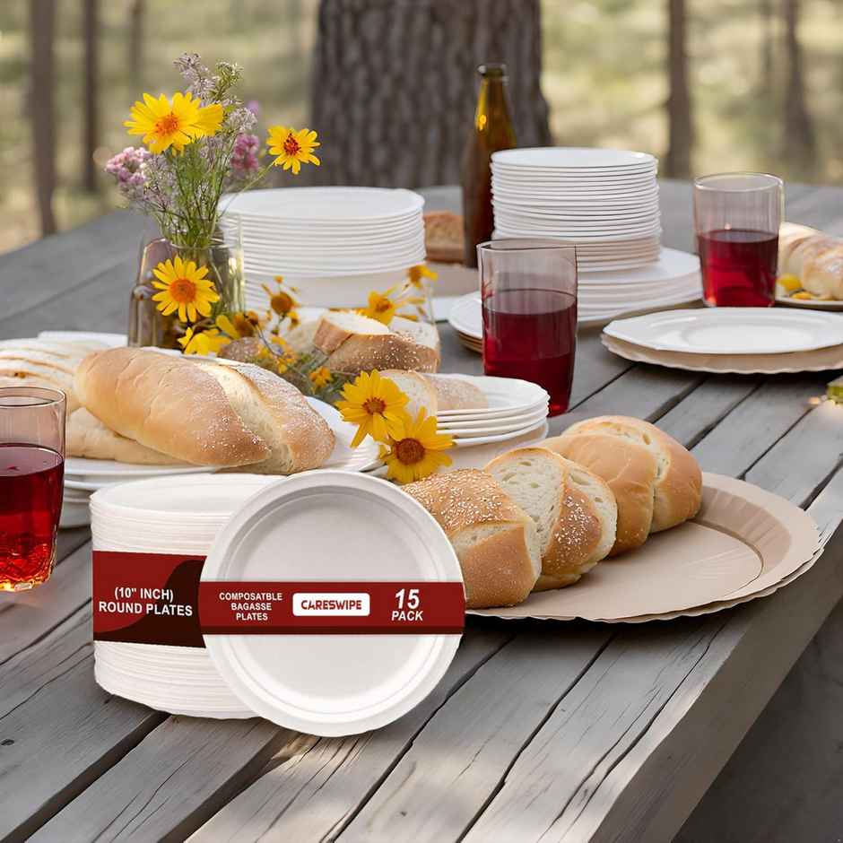 Disposable Round Plate | 10 inch | 15 pcs | Careswipe