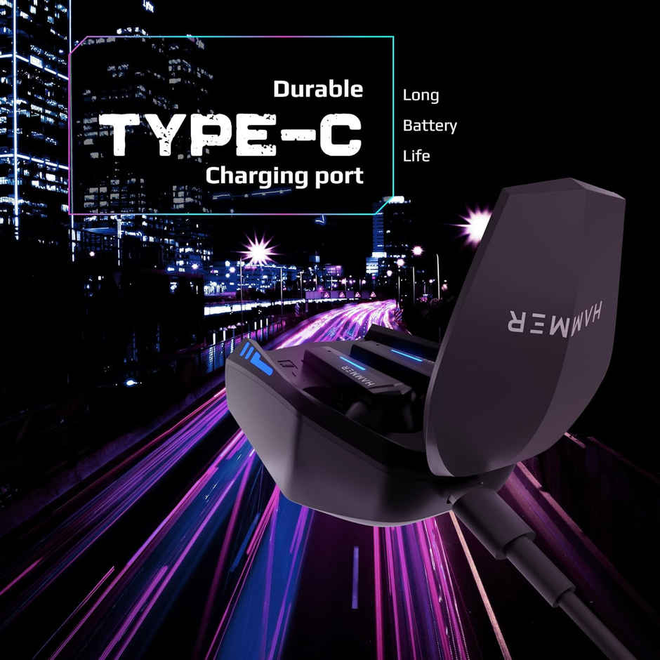 Hammer G-Shots Truly Wireless Gaming Earbuds, 50 ms Gaming Low Latency TWS, Bluetooth V5.3 - Black