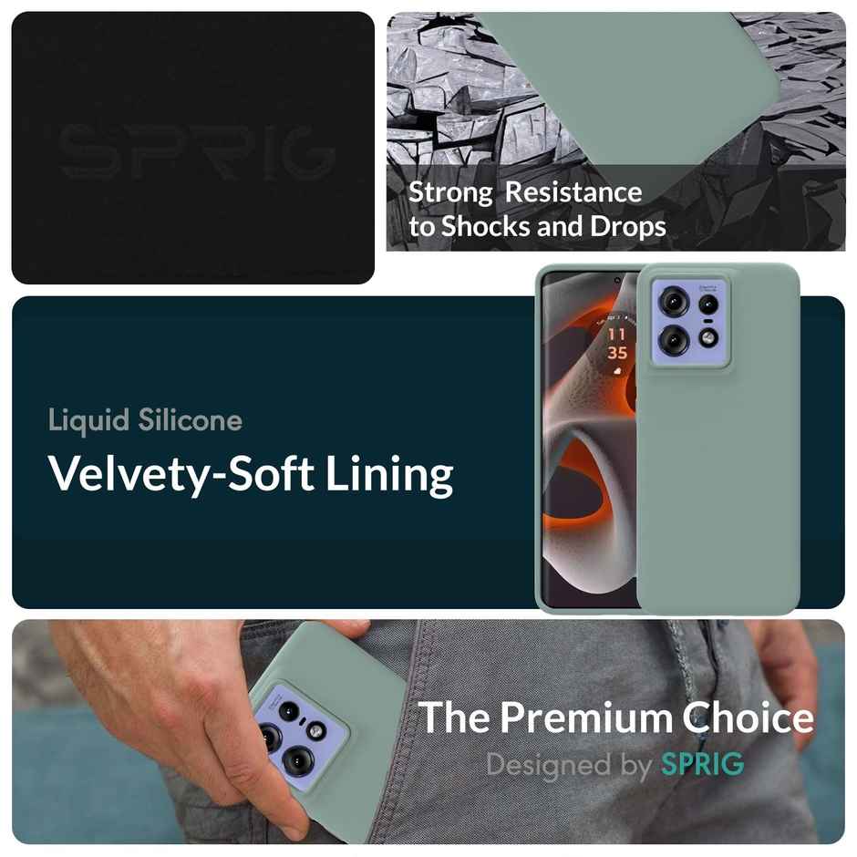 Sprig Liquid Silicon Back Cover/back Case for Moto Edge 50 Pro | Light Green