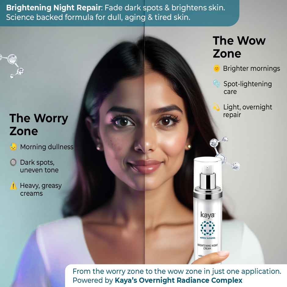 Kaya Brightening Night Cream 50Ml Azelaic Acid & Vitamin C Moisturizer For Visibly Brighter