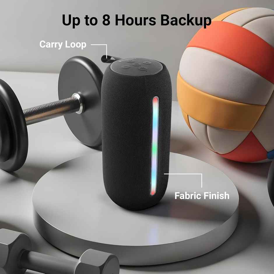 Zebronics Sonic Pod 20 10W Bt Speaker, 15 Hr Playback, Rgb Led, Tws, Usb/Msd/Aux, Black