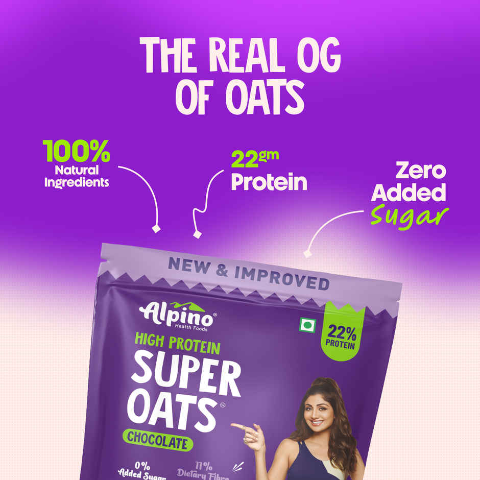 Alpino 22g High Protein Super Oats Chocolate with Almonds & Raisins | No Added Sugar & Salt