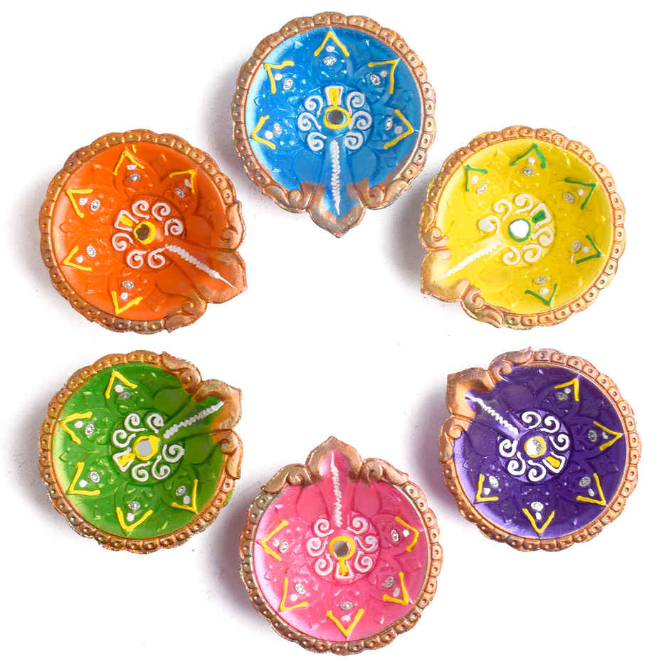 Designer Clay Diya | Pack of 6 | | Satvik