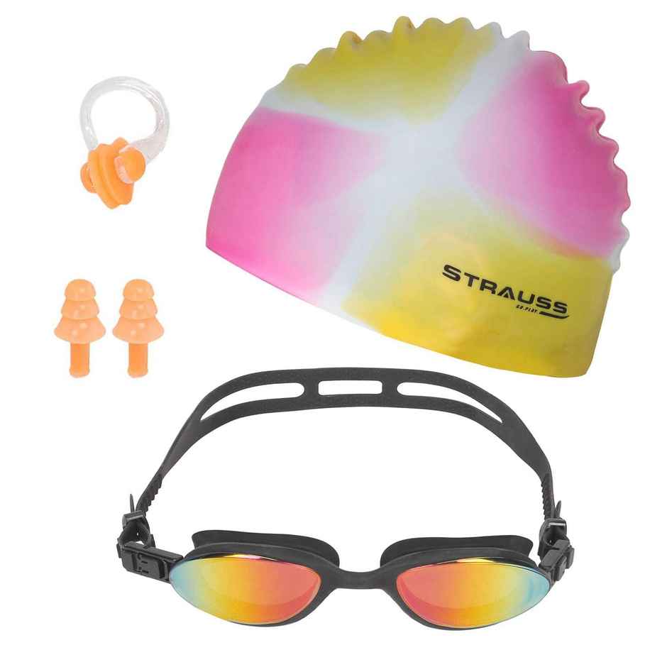 Strauss Swimming Goggles Set | Pink & Yellow