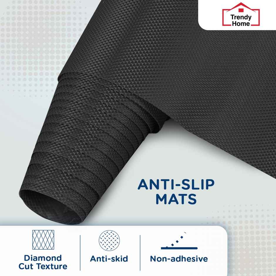 Senego by Trendy Home Anti-Slip Mat - For Fridge, Cupboard, Drawers, Shelf Liner | Black- 45 cm x 5 m