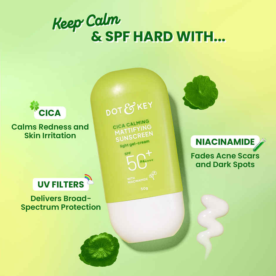 Dot & Key Cica Niacinamide Face Sunscreen SPF 50 PA+++ Uv Protection For Oily And Acne Prone Ski