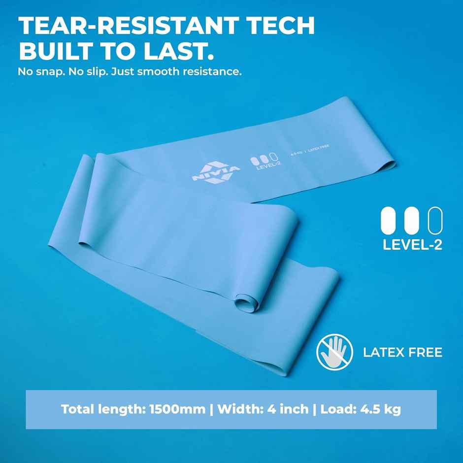 Nivia stretch band, medium resistance bands for workout, 4.5 kg resistance level - 2 | Blue