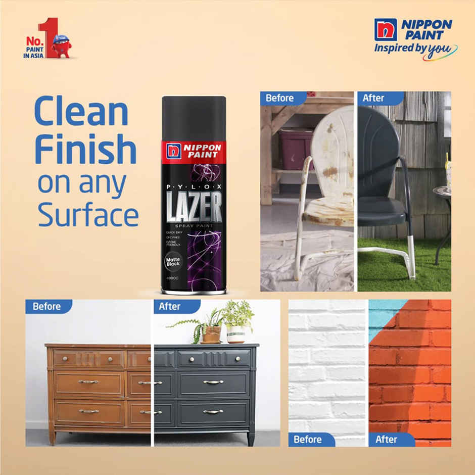 Nippon Pylox Spray Paint | Silver | Fast-Drying & High Gloss