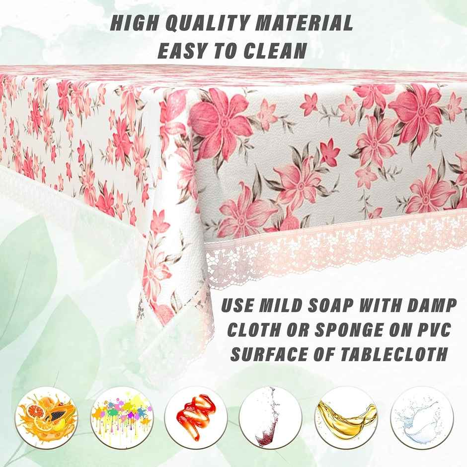 Kuber Industries 4 Seater Table Cloth | Round Center Table Cover | Pink & White