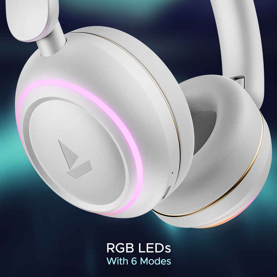 boAt Rockerz 480 Bt Headphones W/ 60H Playtime, Blazing Rgb Leds, 40Mm Drivers (White Sabre)