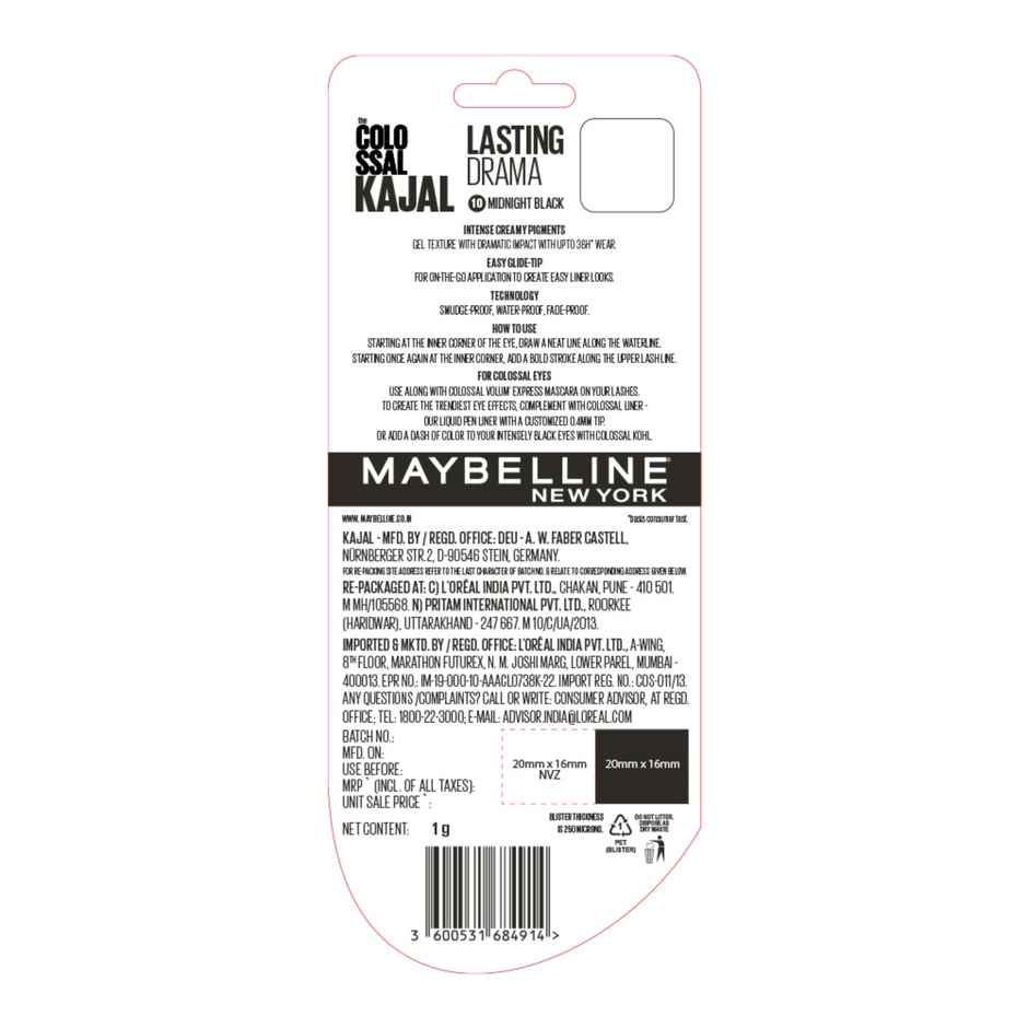 Maybelline New York Colossal Lasting drama Kajal | 10 Midnight Black