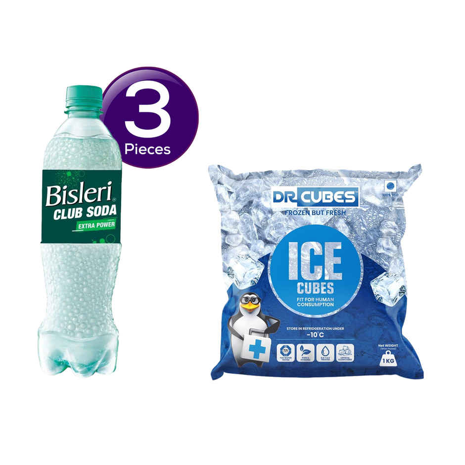 Bisleri Club Soda(750 ml) & Dr. Cubes Ice Cubes(1 kg) Combo