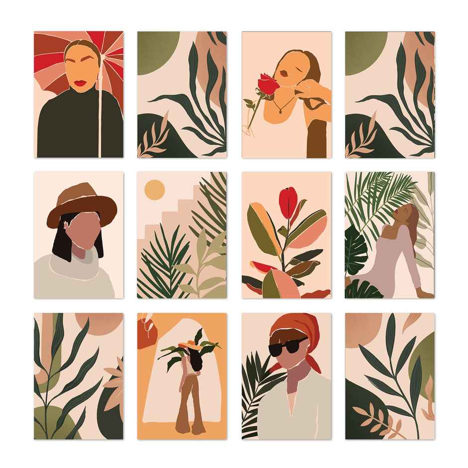 Paper Plane Design Abstract Boho Wall Posters For Living Room | Set Of 12 | Size 29 x 21 cm | D1