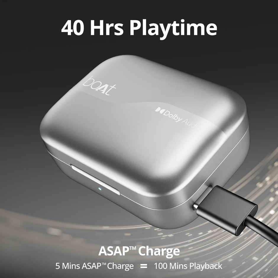 boAt Airdopes 800 TWS Earbuds, Dolby Audio, Adaptive EQ by Mimi, 4Mics AI ENx, App Support, Fast Charge, IPX5, v5.3 Bluetooth TWS in Ear Earbuds Wireless Earphones with mic - Interstellar White