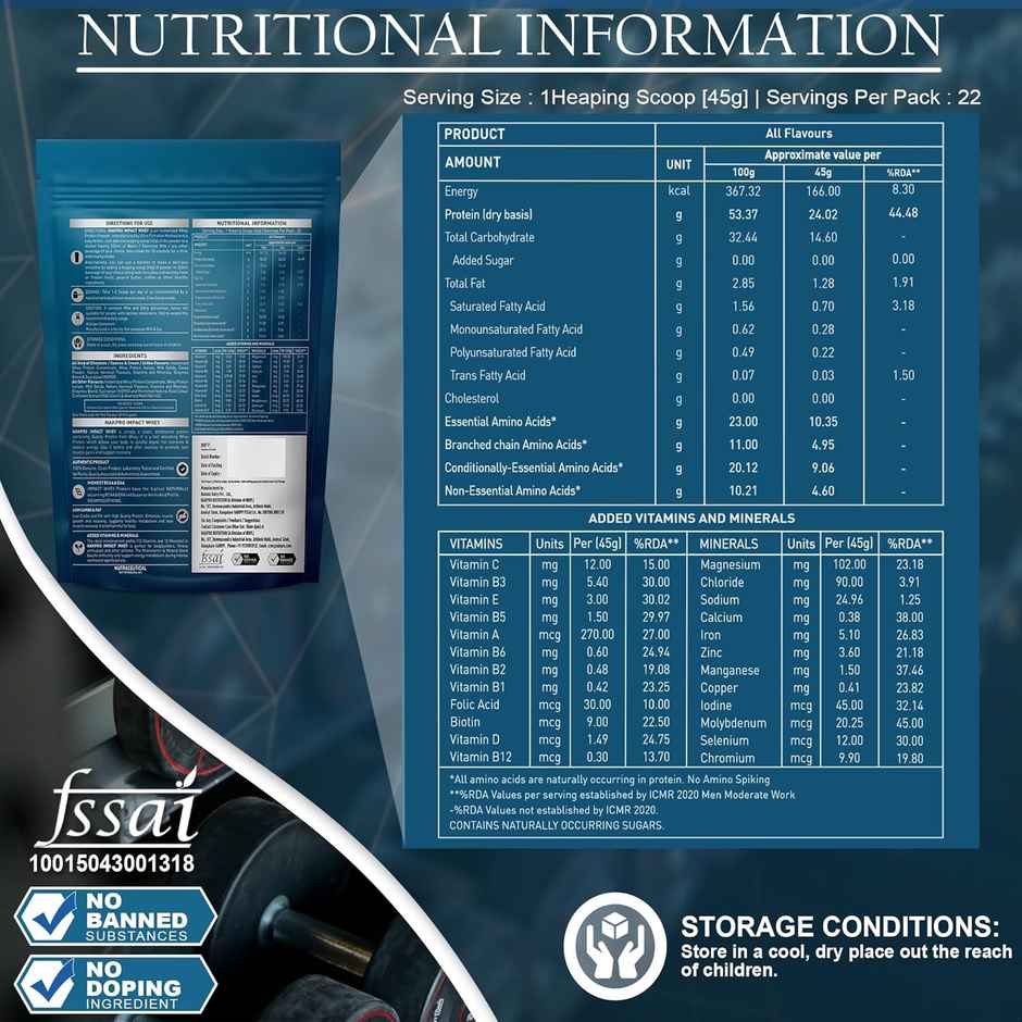 Nakpro Impact Whey Protein Genuinely Authentic Supplement Powder - Vanilla Flavour