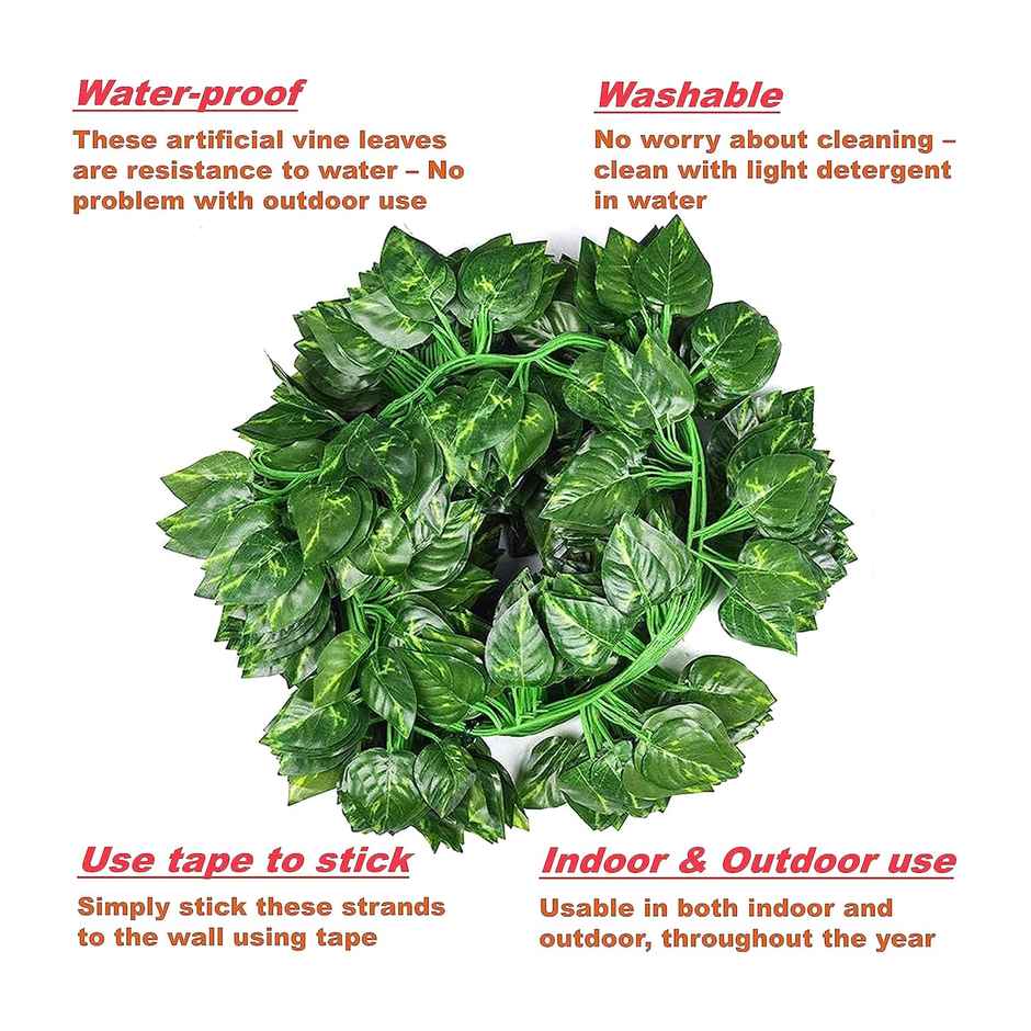 Tied Ribbons Set Of 6 Artificial Money Plant Leaves Creeper Garland (223 Cm)