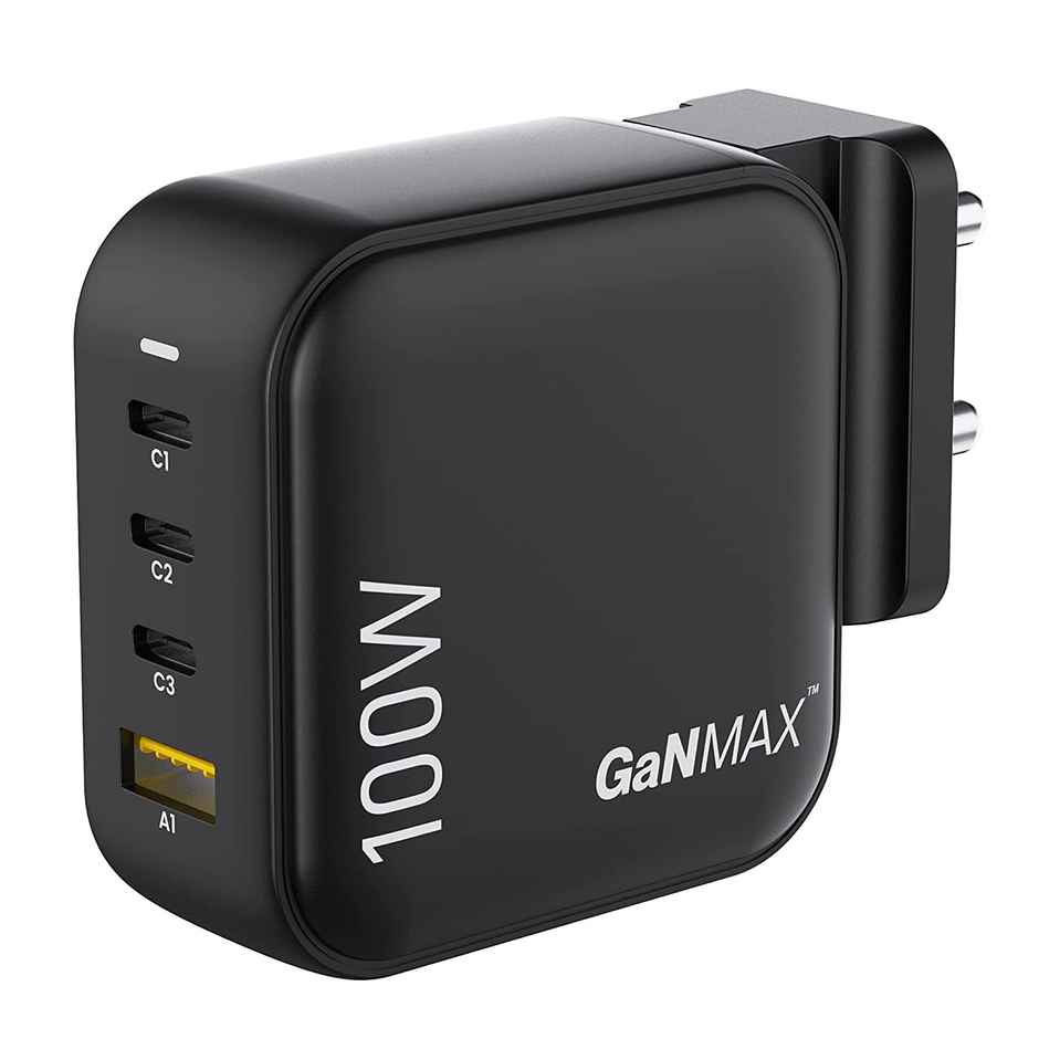 Ambrane 100W Charger Adapter | 4 Ports - 3 Type C & 1 Usb - Black