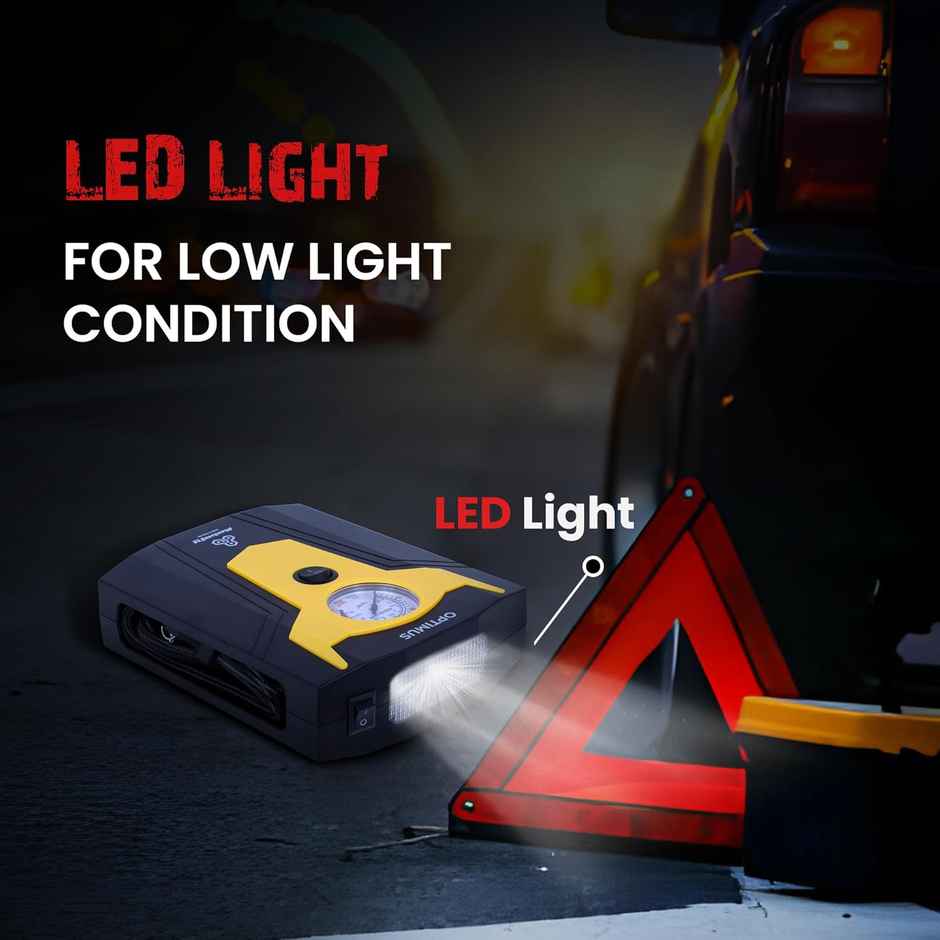 Autofy Optimus Analog Car Tyre Inflator 150Psi With Emergency Led | 100W-12V