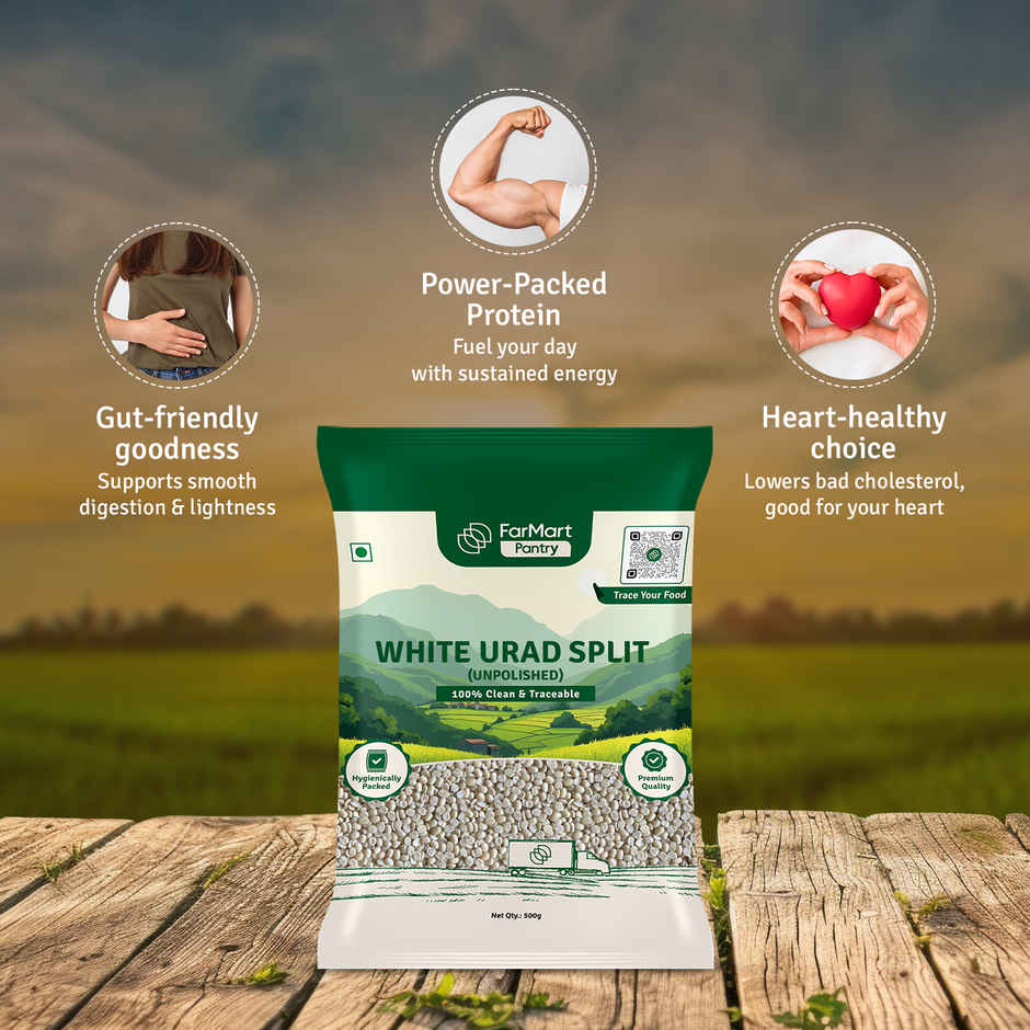 FarMart Pantry White Urad Split | Unpolished Urad Dhuli
