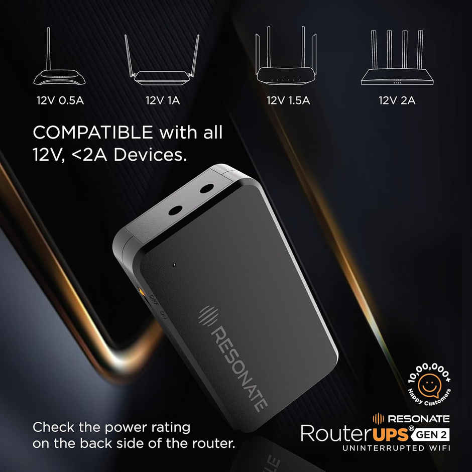 Resonate RouterUPS 12V1A , Upto 3 hours Backup - Micro