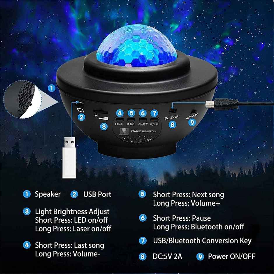Desidiya Northern Galaxy Light Aurora Projector,33 Light Effects,Bedroom Lamp,Bluetooth Speaker