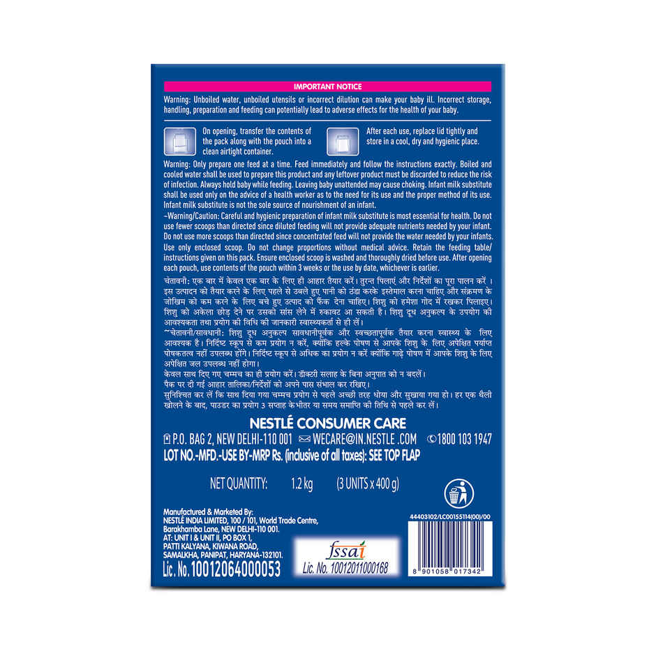 Nestle Lactogen Pro 1 Infant Formula Baby Powder, Probiotic & Prebiotics | 0-6 Months