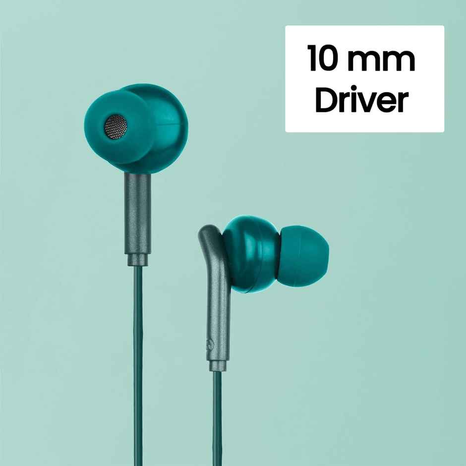 Zebronics Bro Wired Earphones With Mic 3.5Mm Jack 10Mm Drivers Phone Tablet Compatible Green