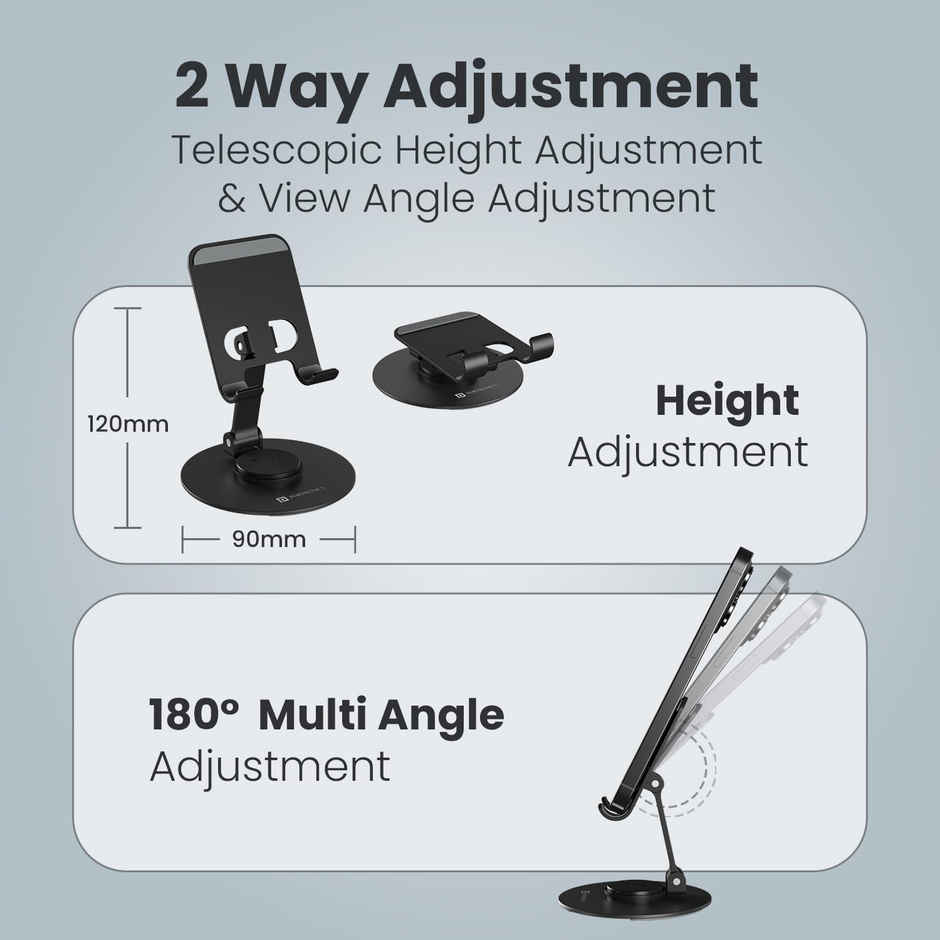 Portronics Mobot 4, 360 Degree Universal Mobile Holder - Black