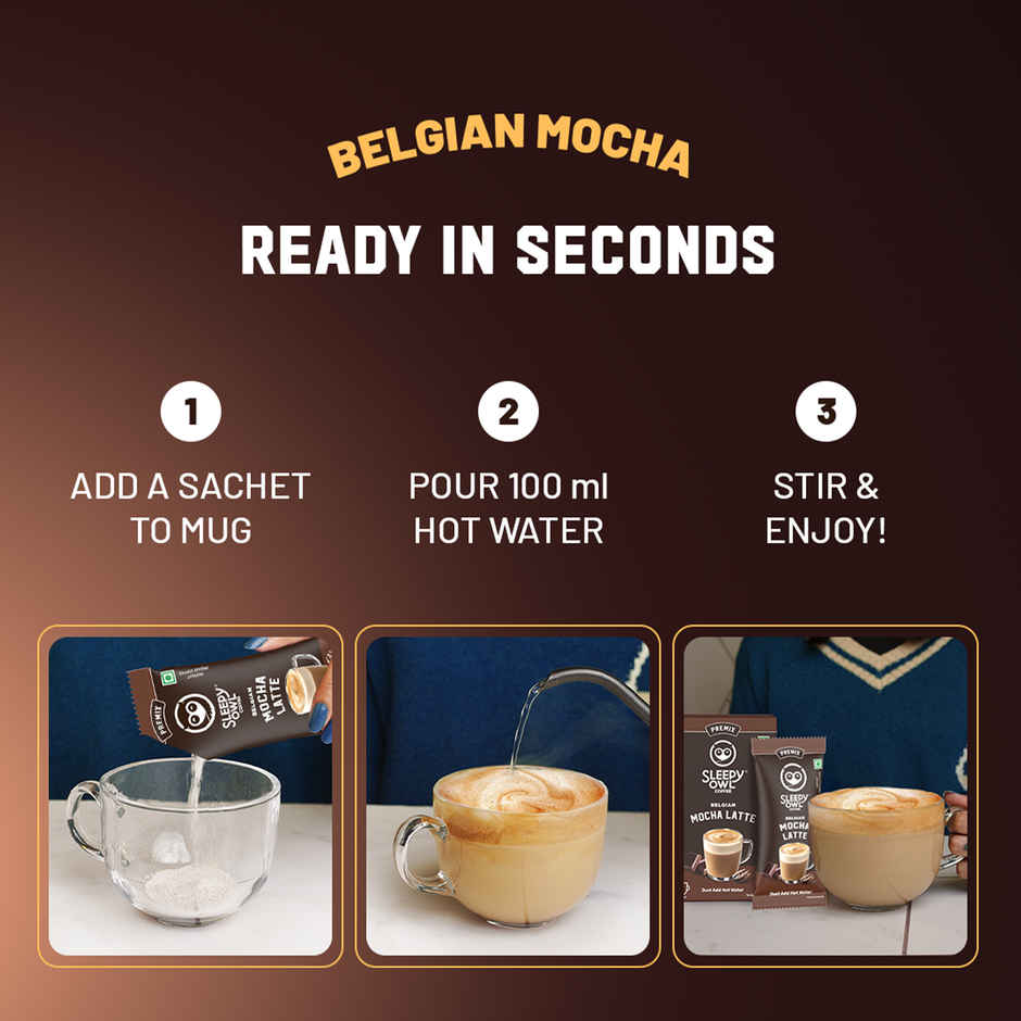 Sleepy Owl Belgian Mocha Medium Roast Coffee Premix Sachets