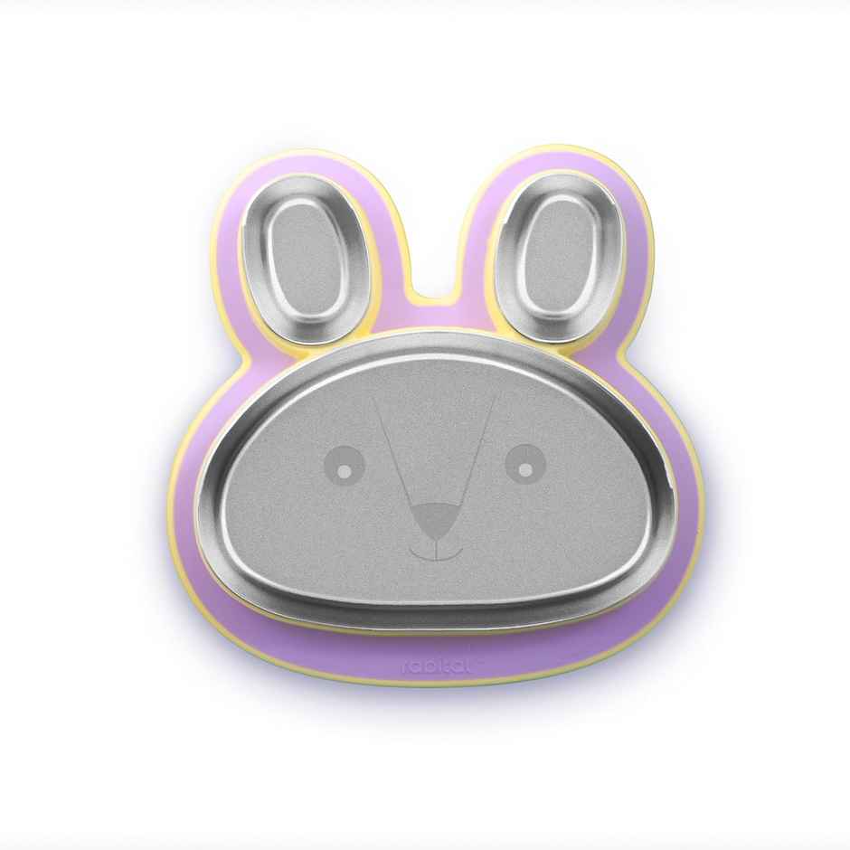 Rabitat Hoppy Playte Anti Skid Stainless Steel Divided Plate - Purple