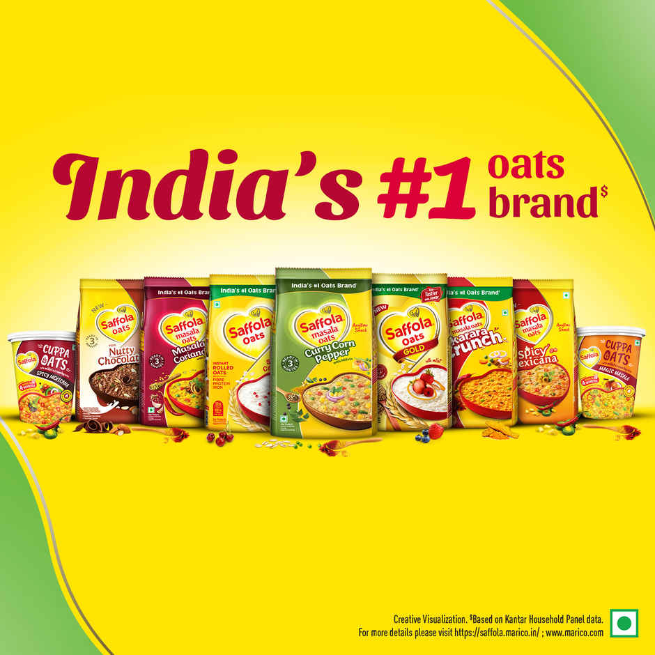 Saffola Masala Oats | Curry & Pepper | Anytime Snack | Ready in 3 mins | Millets Goodness | 500g