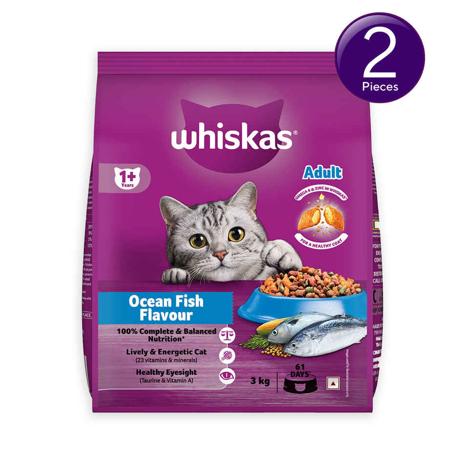 Whiskas Adult Ocean Fish Flavour Dry Cat Food Combo 