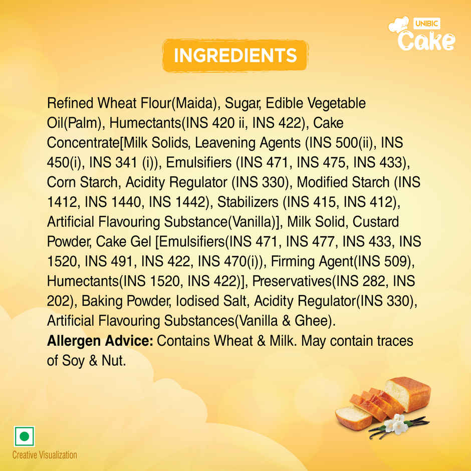 UNIBIC Royal Vanilla Veg Bar Cake | Eggless