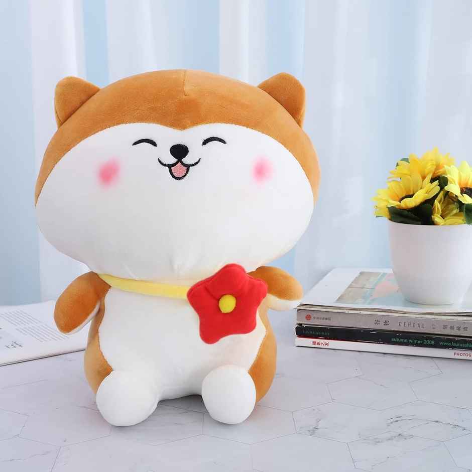 DearJoy Cat with a Flower - Brown & White, 25cm