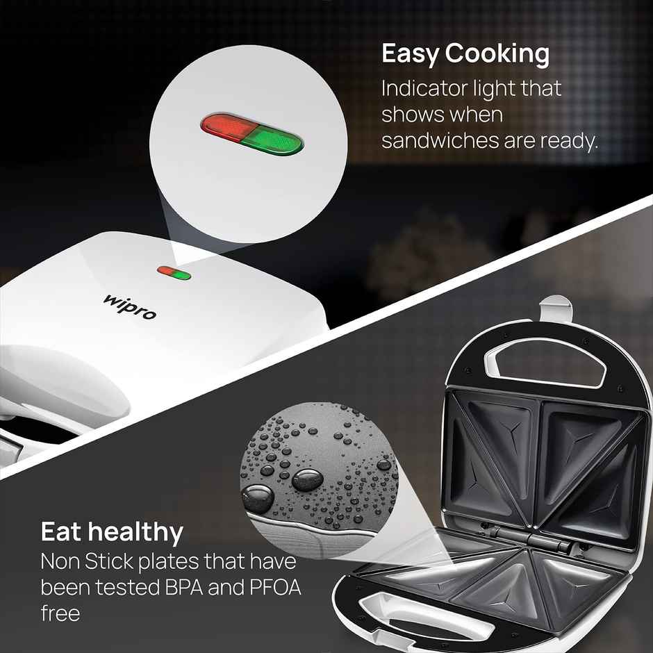 Wipro Vesta Bs101 700 Watt Premium Sandwich Maker Cum Toaster - White