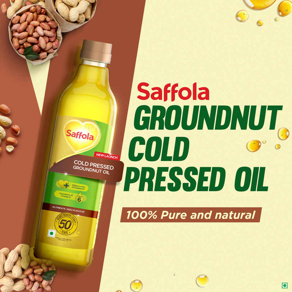 Saffola Groundnut (Peanut) Cold Pressed Oil | Cold Pressed Groundnut Oil | Helps Lower Cholesterol