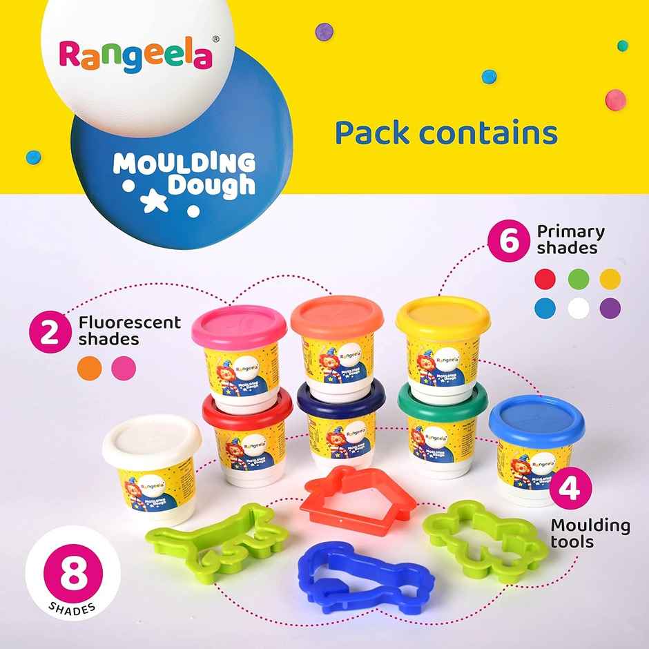 Rangeela Moulding Dough Kit 200 GM-(8 x 25 gm) | Creative Fun