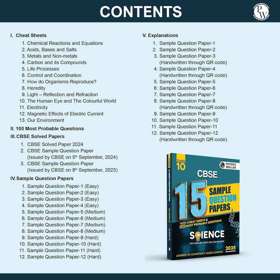 CBSE 15 New Pattern Sample Question Papers Class 10 Science For 2025 Board Exam