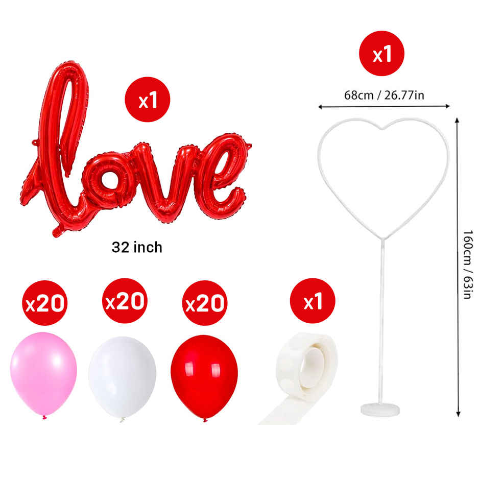 Valentine Day Decoration with Banner and Heart Foil Balloons | Party Propz