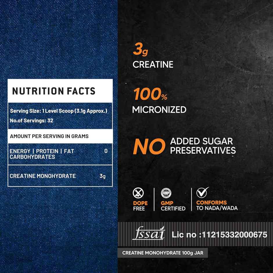 AS-IT-IS ATOM Creatine Monohydrate - 32 Servings Enhances Performance Blue Razz